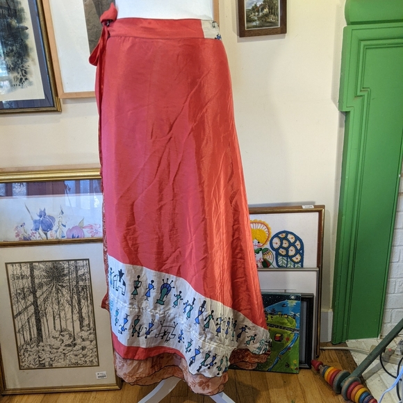None Dresses & Skirts - Boho silk blend wrap skirt size large